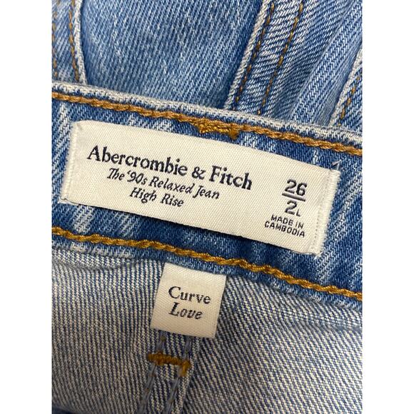 Abercrombie & Fitch The 90s Relaxed Blue High Rise Wide Leg Denim Jeans Pants 26 - Picture 3 of 4